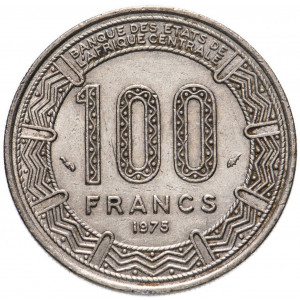 100 франков Три антилопы Канна (Камерун, 1975 года)